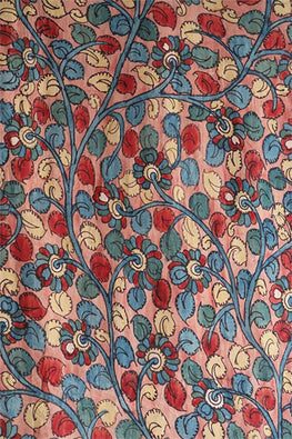 Natural Dye Hand-Painted Kalamkari Silk Fabric X 0.50 mtr