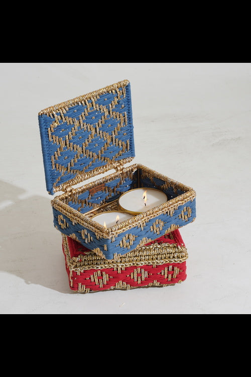 Sirohi Starlight Box With 2 Candles Gift Hamper | Blue & Gold