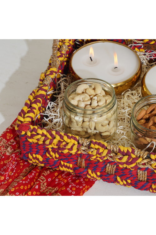 Sirohi Jute & Cotton Cosmo Picnic Basket With Handles | Brown