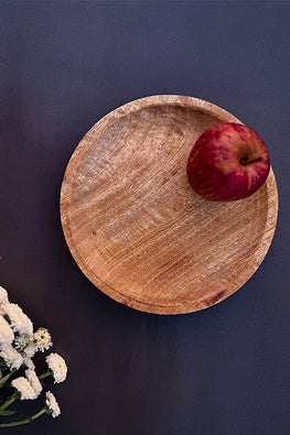 Ace The Space Handcrafted Mango Wood Round Snack Plate