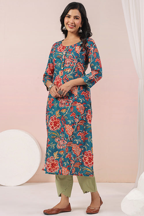Shuddhi  Green And Red Semi Aline