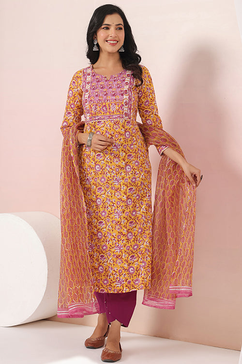 Shuddhi Yellow Kurta And Duppatta Set
