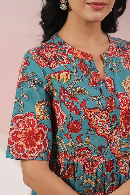 Shuddhi  Green And Red Tier Dress