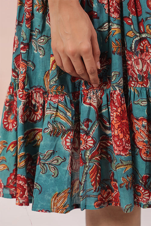 Shuddhi  Green And Red Tier Dress
