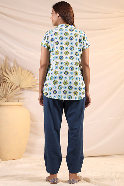 Shuddhi White And Blue Shirt