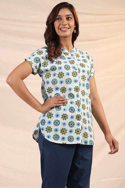 Shuddhi White And Blue Shirt