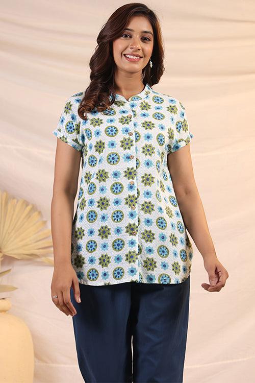 Shuddhi White And Blue Shirt