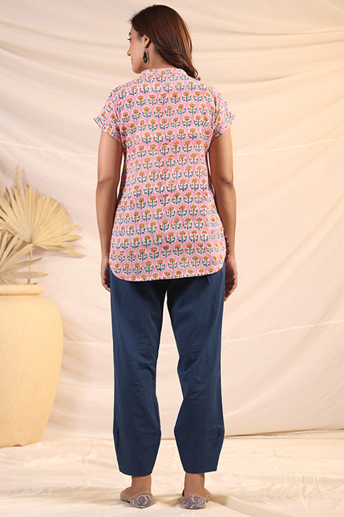 Shuddhi Pink And Yellow Shirt