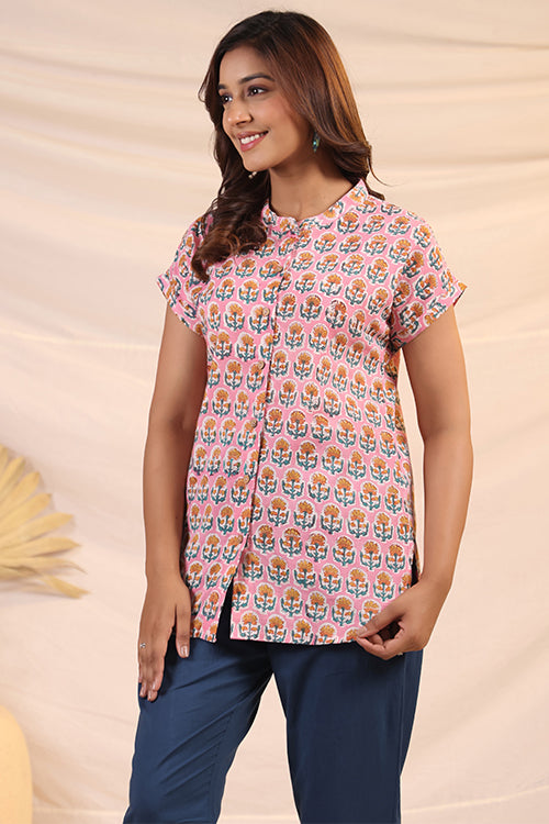 Shuddhi Pink And Yellow Shirt