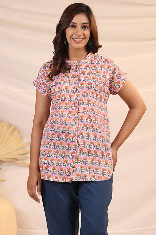 Shuddhi Pink And Yellow Shirt