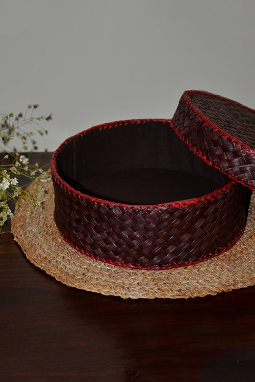 Dharini Screw Pine Round Utility Box Brown