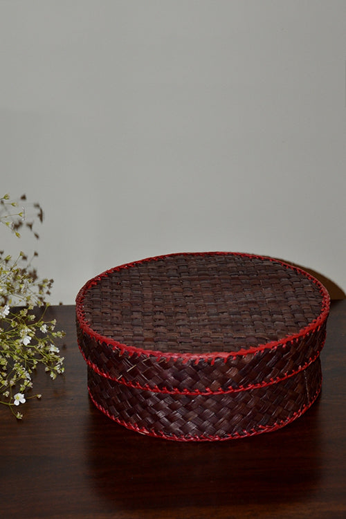 Dharini Screw Pine Round Utility Box Brown