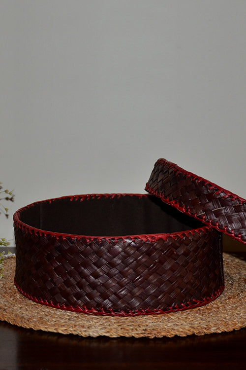 Dharini Screw Pine Round Utility Box Brown