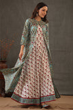 Shuddhi Mint Green And Scarlet Red Double Layered Dress | Relove