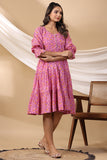 Shuddhi Pink Button Down Tier Dress