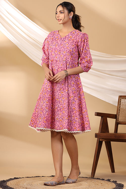 Shuddhi Pink Short Dress