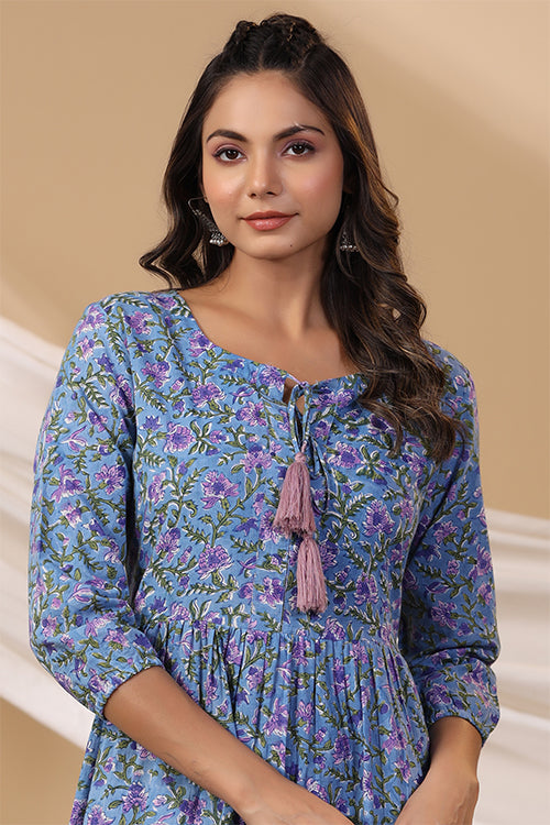 cyan blue dress Shuddhi Cyan Blue Tier Dress – Okhaistore