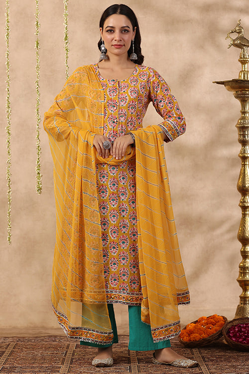 Shuddhi Yeallow And Blue 2 Piece Set