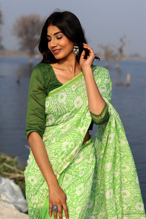 Sooti Syahi "Kachi Kairi" Batik Chanderi Saree