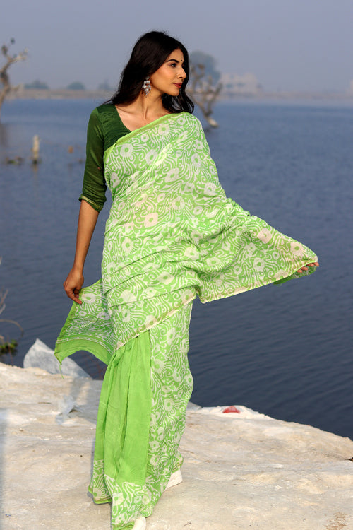Sooti Syahi "Kachi Kairi" Batik Chanderi Saree
