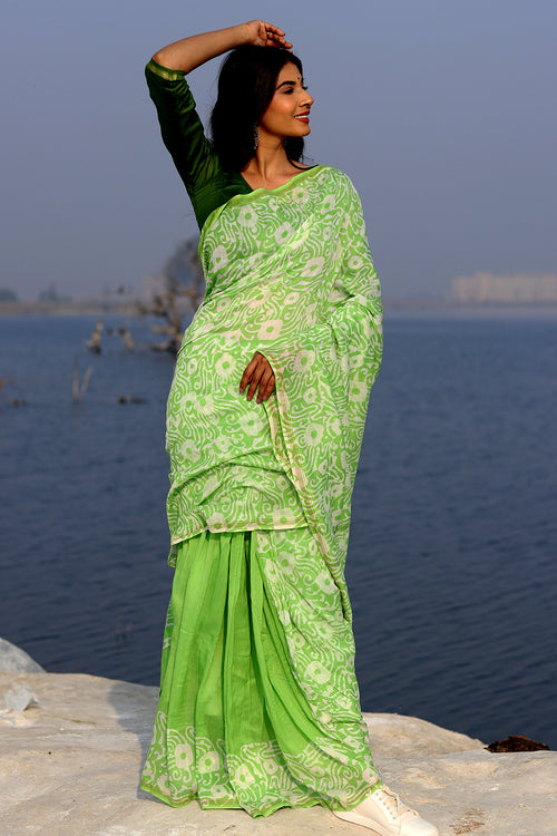 Sooti Syahi "Kachi Kairi" Batik Chanderi Saree