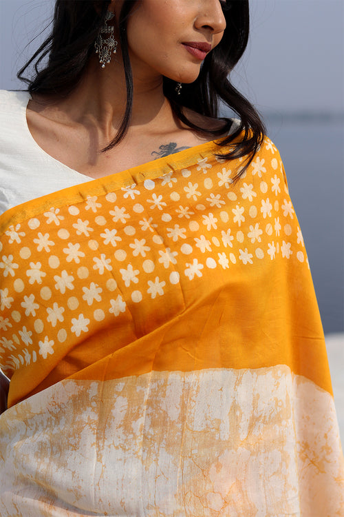 Sooti Syahi "Surrel Sun" Batik Chanderi Saree