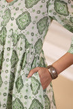 Shuddhi Grass Green Button Down Tier Dress
