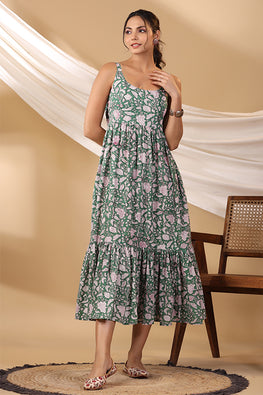 Shuddhi Forest Green Spegatie Dress