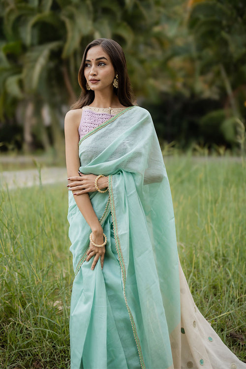 Samoolam Mint & Ivory Lavanya handwoven sarees