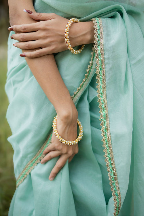 Samoolam Mint & Ivory Lavanya handwoven sarees