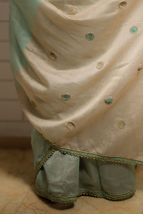 Samoolam Mint & Ivory Lavanya handwoven sarees