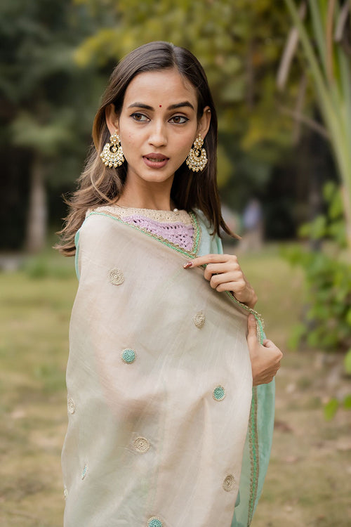 Samoolam Mint & Ivory Lavanya handwoven sarees