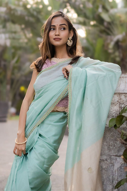 Samoolam Mint & Ivory Lavanya handwoven sarees