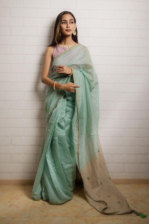 Samoolam Mint & Ivory Lavanya handwoven sarees