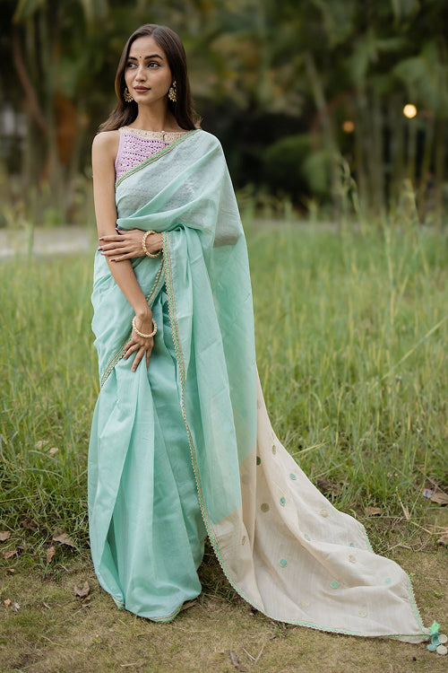 Samoolam Mint & Ivory Lavanya handwoven sarees