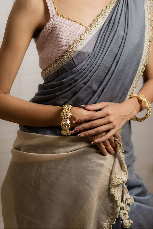 Samoolam Grey & Champagne Lavanya handwoven sarees