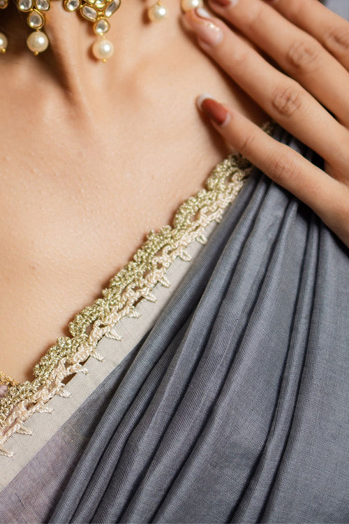 Samoolam Grey & Champagne Lavanya handwoven sarees