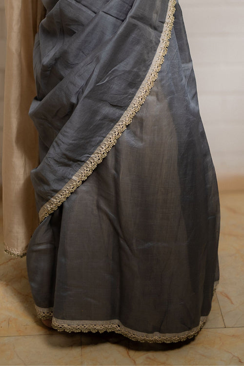 Samoolam Grey & Champagne Lavanya handwoven sarees