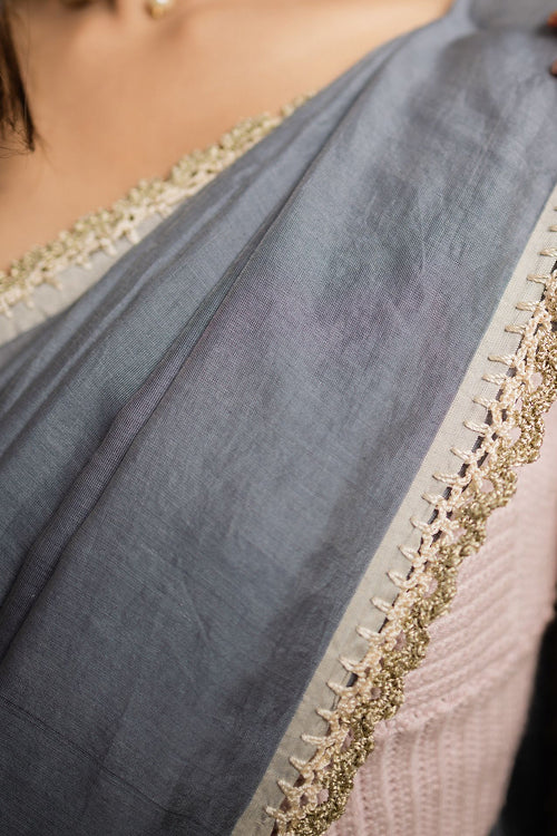 Samoolam Grey & Champagne Lavanya handwoven sarees