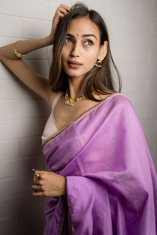 Samoolam Lavender & Champagne Lavanya handwoven sarees