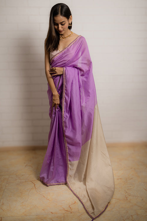 Samoolam Lavender & Champagne Lavanya handwoven sarees