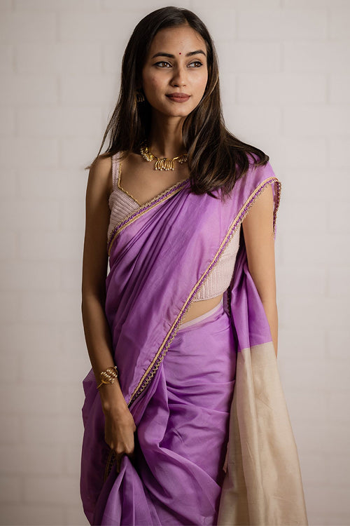 Samoolam Lavender & Champagne Lavanya handwoven sarees