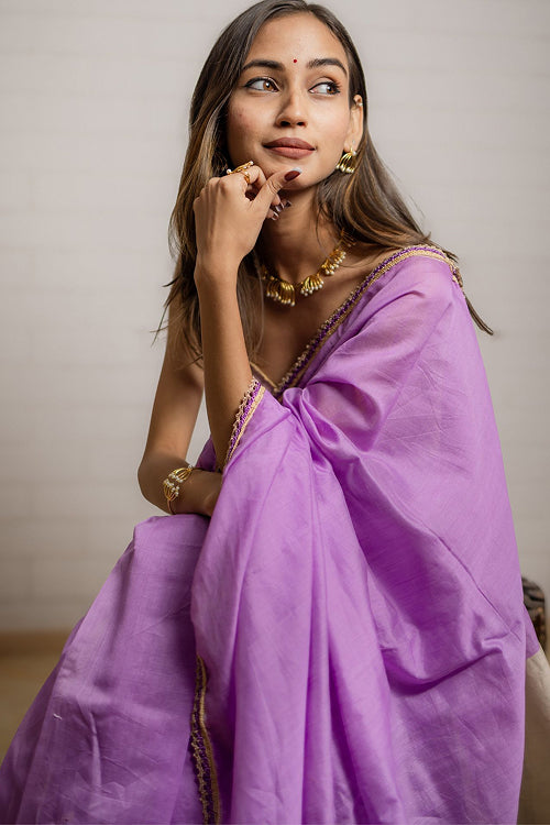 Samoolam Lavender & Champagne Lavanya handwoven sarees