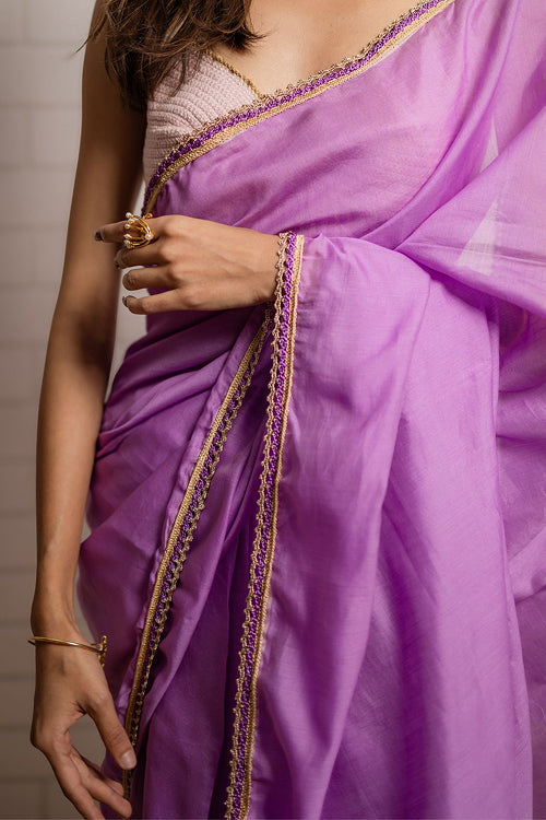 Samoolam Lavender & Champagne Lavanya handwoven sarees