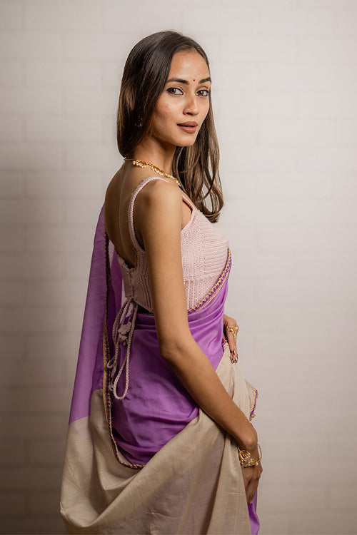 Samoolam Lavender & Champagne Lavanya handwoven sarees