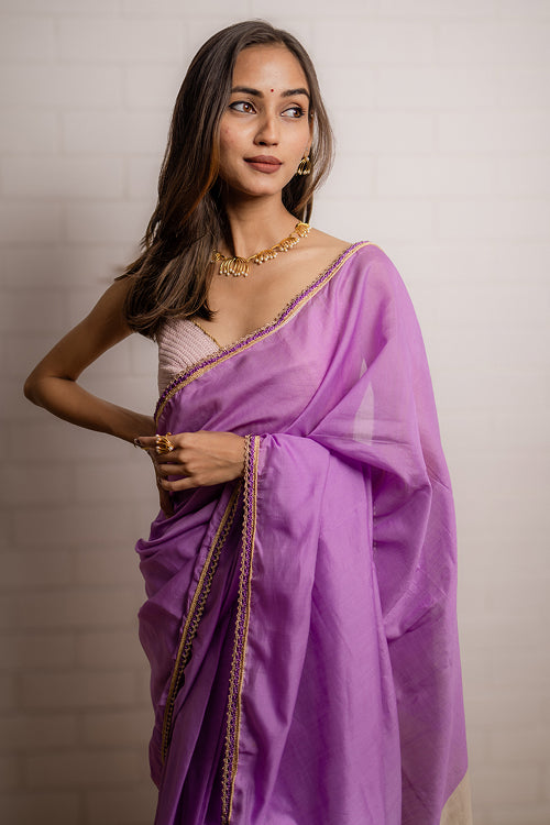 Samoolam Lavender & Champagne Lavanya handwoven sarees