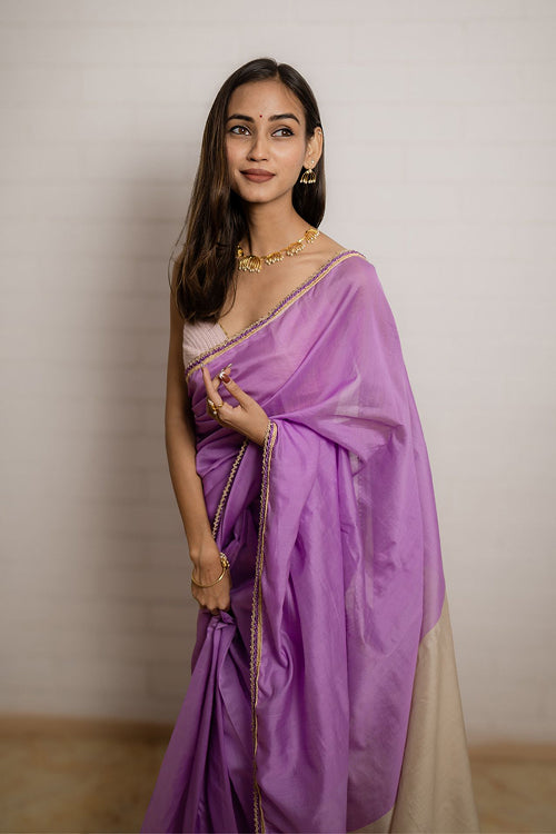 Samoolam Lavender & Champagne Lavanya handwoven sarees