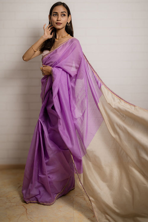 Samoolam Lavender & Champagne Lavanya handwoven sarees