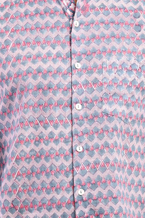 Shuddhi Chevron Printed Pink And Gray Mens Shirt