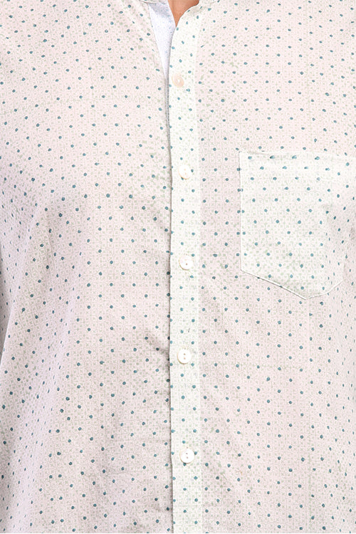 Shuddhi Teal Pola Dots Mens Shirt